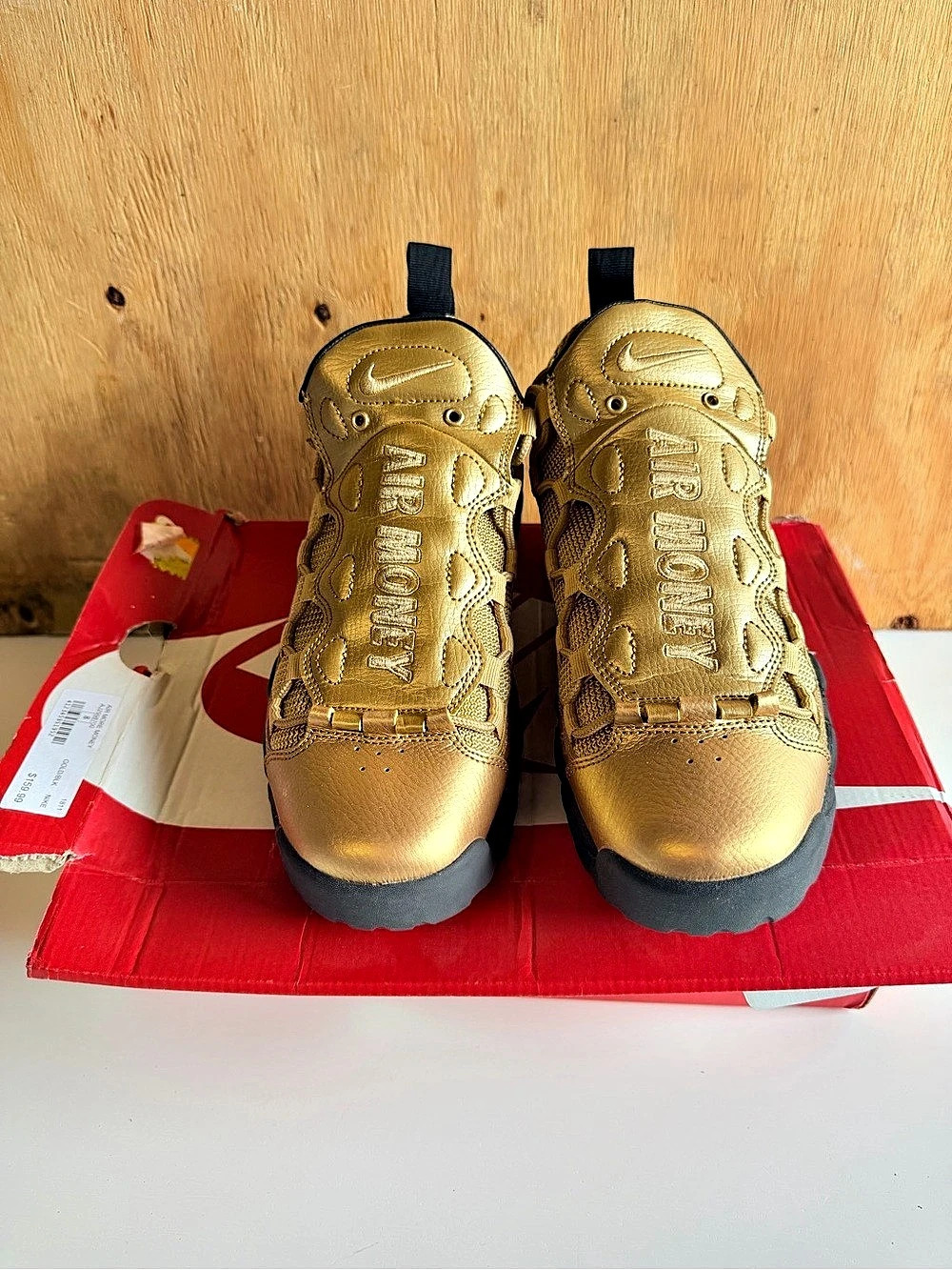 Nike Air More Money Metallic Gold & Black Sneakers